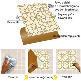 Resim Tink Kendinden Yapışkanlı Gold Selçuklu Desenli Pvc Karo 30x30 Cm 