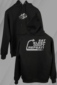 Resim Kendim Seçtim Eat Sleep Drift Repeat Race Sport Motospor Ön Ve Arka Baskılı Sweatshirt Unisex Kapüşonlu Hoodie 