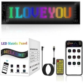 Resim 3EGROUP Led Matrix Panel Orta Boy Dijital Kayar Rgb Ekran Kumandali Mobil Uygulamali 60X12 Cm 