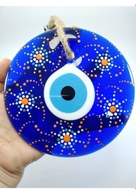 Resim Nazar Boncuğu Duvar Dekoru El Yapımı Cam Hediyelik Eşya 13 Cm 
