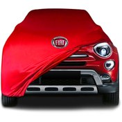 Resim ULTRASHOP Fiat 500 X Cross Kırmızı Kumaş Araba Branda Logolu Penye Oto Branda 