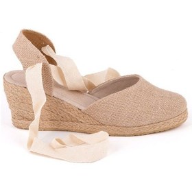 Resim Gerçek Elişi Arkası Açık Geniş Ipli Dolgu Topuk Keten Kadın Espadril Handmade Hasır 