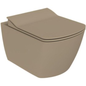 Resim Creavit Elegant Mat Cappucino Kanalsız Asma Klozet Eg321, Creavit Elegant Duroplast Yavaş Kapak Cappuccino 