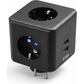 Resim Hobilinka Akım ve Voltaj Korumalı Küp Priz 3 USB Destekli 