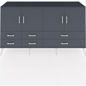 Resim Kronos Konsol 6 Raflı 6 Çekmeceli 4 Kapaklı 176x59x99 Antrasit-antrasit Antrasit - Antrasit 