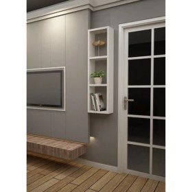 Resim Dekormer Design Kitaplık Beyaz Tek Duvar Rafı 