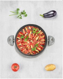 Resim Bonetti Granit Basık Pilav Ve Karnıyarık Tenceresi 30 Cm Gri 