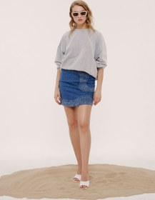 Resim Taşlı Mavi Denim Etek - S 