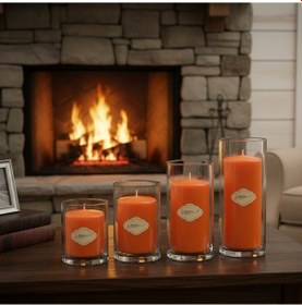 Resim 4 Lü Set Cam Vazo İçi Turuncu Set Mum Turuncu 