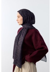 Resim Mirsoy Scarf Mirayze Etnik Desen Şal Mürdüm 
