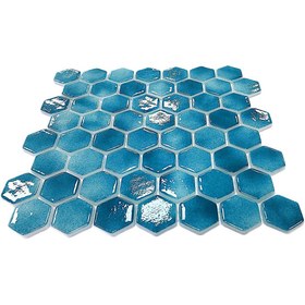 Resim MozaiKristaL Tüm Yüzeyler Için 38mm Hegzagonal P. Turkuaz, 29x29cm Fileli Cam Mozaik. ( 1 M2 Fiyatıdır. ) 