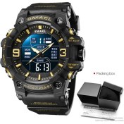 Resim Hanyang Siyah Altın Kutu Smael Erkekler Için Dijital Saat Kronograf Kuvars Kol Saati Elektronik LED Ekran Kauçuk Kayış Saatler Otomatik Tarih Gün Alarmı (Yurt Dışından) 