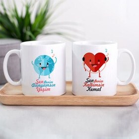 Resim Dünyam ve Kalbim İkili Sevgili Kupası 