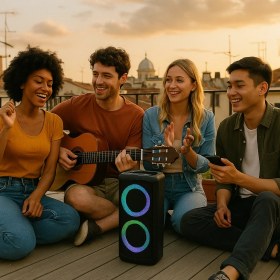 Resim Rgb LED Işıklı Bluetooth Hoparlör - Kablosuz, Güçlü Ses, Tws, Fm Radyo, Çoklu Bağlantı ve Şarjlı Pil 