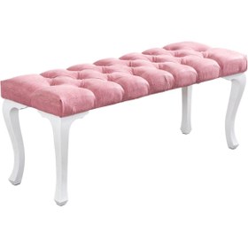 Resim Setay Yatak Ucu Pufu, Lükens Bench, Pembe Ayakucu Pufu 120x40x50 