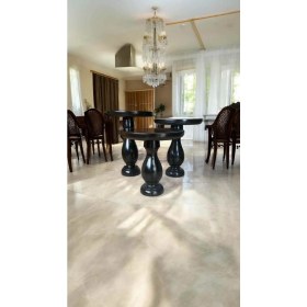 Resim Ahşap Mantar Sehpa 3lü Siyah Zigon Set Doğal Fiskos Sehpa Takımı 