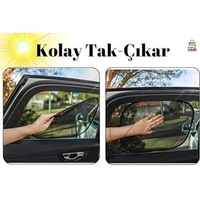 Resim Araç Oto Araba Yan Camlar Vantuzlu Oto Araç Güneşlik Perde Seti (2 Parça) 