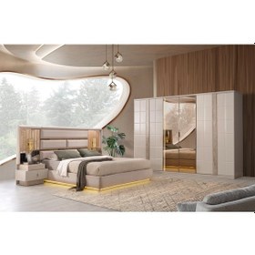 Resim Petra Mdf Bazalı Ledli Yatak Odası Takımı 