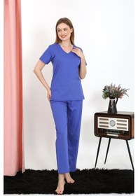 Resim Akbeniz Kadın Kısa Kol Pamuk Penye Pijama Takım Saks 4213-saks Saks 