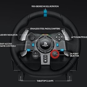 Resim Logitech G 29 Driving Force Oyun Yarış Direksiyonu, İki Motorlu Güç Geri Bildirimi, 900° Direksiyon Alanı, Yarış Direksiyonu, Ayarlanabilir Paslanmaz Çelik Zemin Pedalları, PS4/PS3/PC/Mac - UK Konnektörü, Siyah 