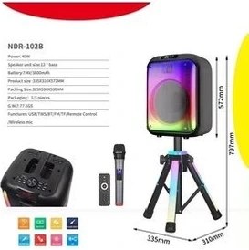 Resim Tastech Mikrofonlu Bluetooth Hoparlör LED Işıklı Taşınabilir Şarjlı Ses Sistemi Tf Kart USB Fm Radyo 1600W 