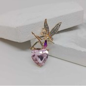 Resim Sibelya Aksesuar Zirkon Taşlı '' Peri? & Pembe Kalp '' Figürlü Broş 
