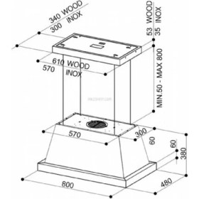 Resim Faber Ev8 Wh Matt F80 Sc Ahşap Çerçeveli Ada Davlumbaz 