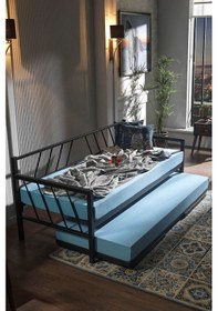 Resim Glory Yavrulu Daybed Tek-çift Kişilik Sedir Metal Karyola Siyah 