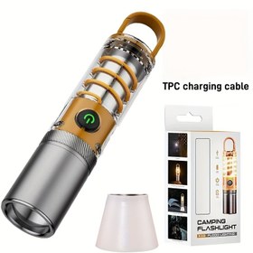 Resim Ultra Parlak LED Kamp Feneri - Yüksek Lümen, USB Şarj Edilebilir Type-C ile, Maceralar için Yakınlaştırılabilir El Feneri, Kamp Aksesuarları, Elde Taşınabilir, Yüksek Güç 