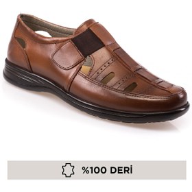 Resim maximoda Erkek Deri Ortopedik Lastikli Sandalet 