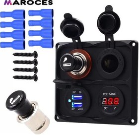 Resim Maroces-Switch Panel 4'Lü Marin Usb Voltmetre + S.Çakmaklık + Çakmaklık 