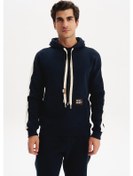 Resim Arma Erkek Kapüşonlu Sweatshirt Regular Fit, 3 İplik Şardonlu, Kanguru Cepli, Basic Örme K30254629002 Lacivert 