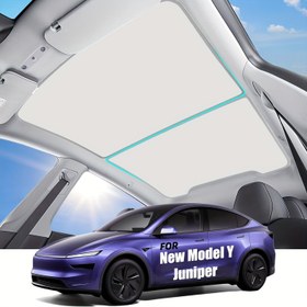Resim 2025 Tesla Model Y Juniper için [Asılmaz] Güneşlik Tavan, Isı Yalıtımlı Cam Tavan Güneşliği, Tesla Model Y Aksesuarları, Visör Sunroof UV Reflektif Kapaklar 