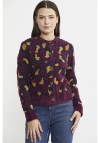 Resim Sementa Leopar Desenli Sakallı Triko Hırka - Bordo 001 