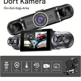 Resim idragon Araç Kamerası - 4 Kameralı - GPS Takip - G Sensör - 1080P Kayıt - Wifi - Özellikli Uyumlu 
