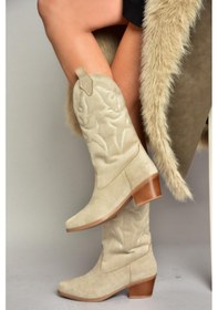 Resim Fox Shoes T820088702 Ten Süet Kovboy Model Kadın Çizme Ten-Süet 