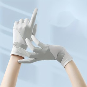 Resim Kadınlar için Buz Slick Fiber Kumaş Nefes Alabilir İnce Yazlık Dış Mekan Kaymaz Dokunmatik Ekranlı Parmaksız Bisiklet Eldivenleri 