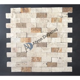 Resim Doğaltaş Mix Traverten 2,3x4,8 Cm Patlatma Taş Duvar Kaplaması 