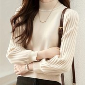 Resim Kadınlar İçin Şık Kazak - Uzun Kollu Sonbahar/Kışlık Günlük ve Resmi Giyim, Makinede Yıkanabilir Katmanlı veya Tekli Kullanım, Klasik Örgü, Rahat Malzeme, Stil Sahibi Kadınlar için Konforlu Üst 