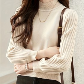 Resim Kadınlar İçin Şık Kazak - Uzun Kollu Sonbahar/Kışlık Günlük ve Resmi Giyim, Makinede Yıkanabilir Katmanlı veya Tekli Kullanım, Klasik Örgü, Rahat Malzeme, Stil Sahibi Kadınlar için Konforlu Üst 