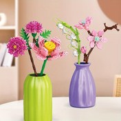 Resim Çiçek Buketi Yapı Blokları Oyuncak Modelleri, Ebedi Çiçekler ve Vazolar, Narcis, Manolya, Zambak, Lavanta, Şeftali Çiçeği, Pembe Çiçek, Doğum Günü/Noel Hediyeleri 