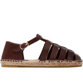 Resim Derimod Kadın Kahverengi Deri Espadril 25SFD206518 