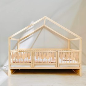 Resim Woodland Montessori House Floor Bed with Storage Space - US Full / Option 2 