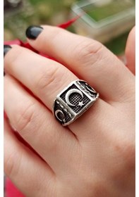 Resim Antik Gümüş Kaplama Türk Bayrağı Şekilli El Yapımı Ayarlanabilir - 534746683 