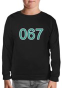 Resim Squid Game-Number 067 Siyah Çocuk Sweatshirt 