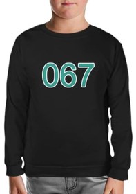 Resim Squid Game-Number 067 Siyah Çocuk Sweatshirt 