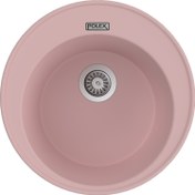 Resim POLEX Cristalüx Granit Evye P-06 Pembe Tezgah Altı Ve Tezgah Üstü Oval Mutfak Evyesi 51,5x51,5cm 