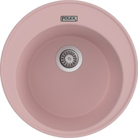 Resim POLEX Cristalüx Granit Evye P-06 Pembe Tezgah Altı Ve Tezgah Üstü Oval Mutfak Evyesi 51,5x51,5cm 