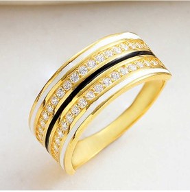 Resim Stillove Gümüş Gold Zirkon Taşlı Kadın Yüzük 