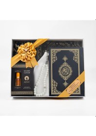 Resim Takke + Esans + Tesbih + Seccade + Kuran Hediye Seti Çanta Boy, Siyah 